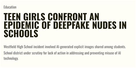 teen leaked nudes|Teen Girls Confront an Epidemic of Deepfake Nudes in Schools